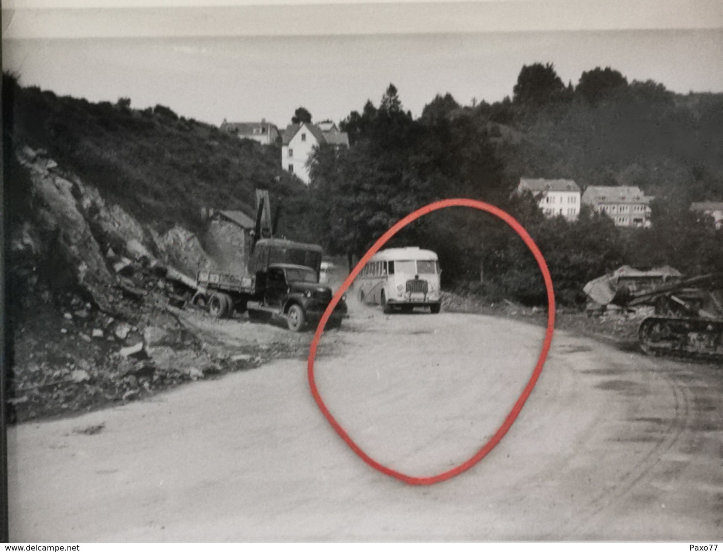 Photo Original 1951, Rte 15 Élargissement à Houffalize - Houffalize