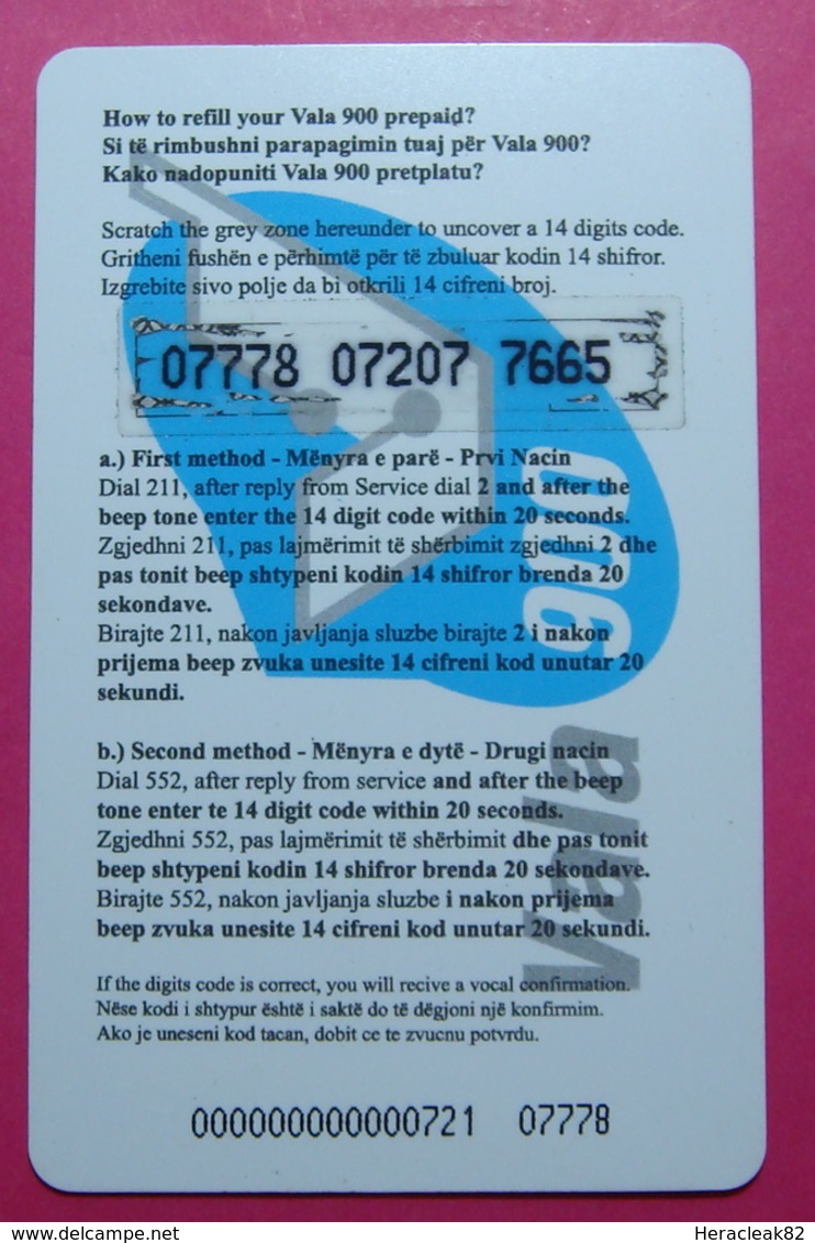 Kosovo Prepaid Phonecard, 10 Euro. Operator VALA, *Big Egg & 2 Girls*, Serial # 07...... Big Numbers - Kosovo
