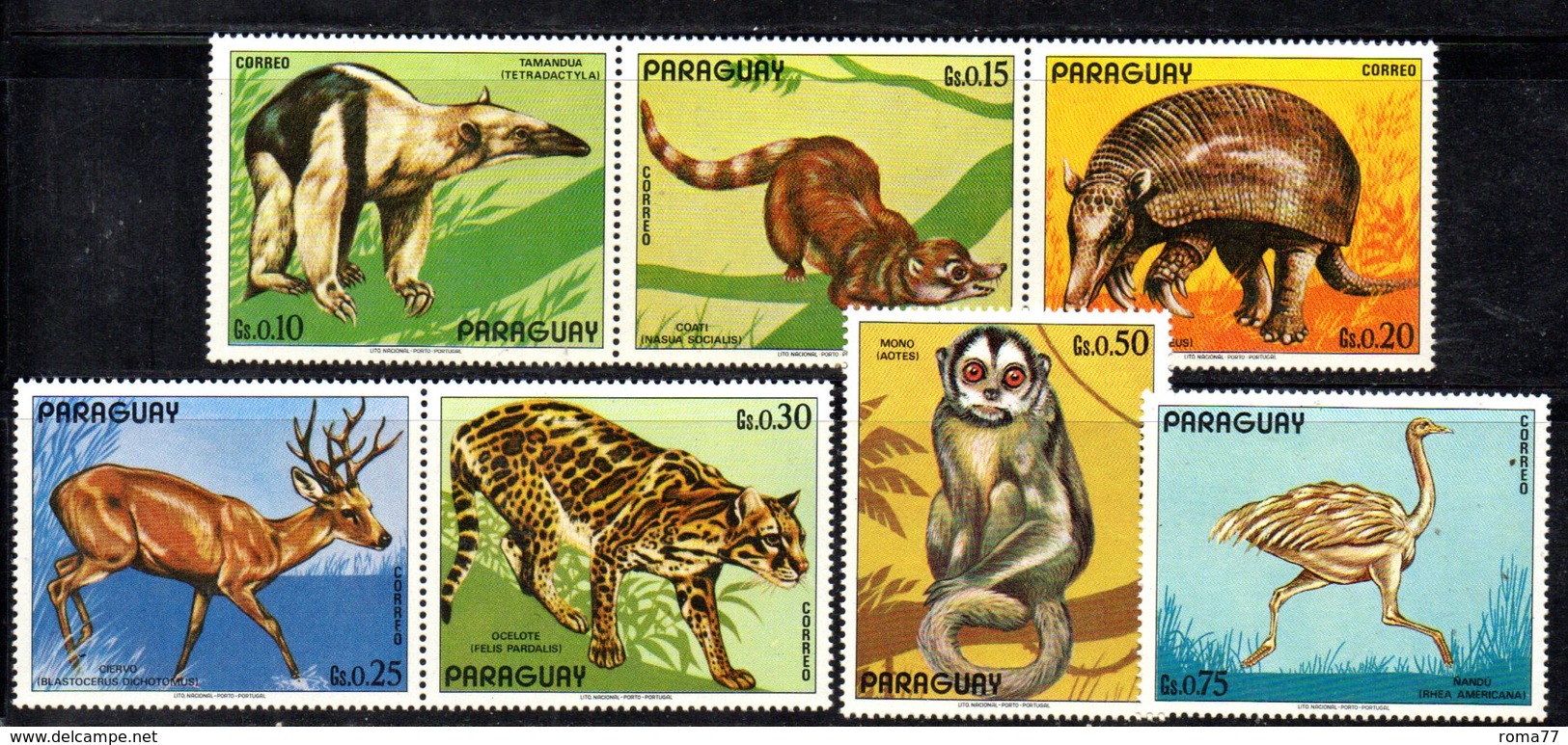 BIG - PARAGUAY ,  Serie Con Gomma Integra ***  MNH  (2380A) . ANIMALI SELVAGGI - Paraguay