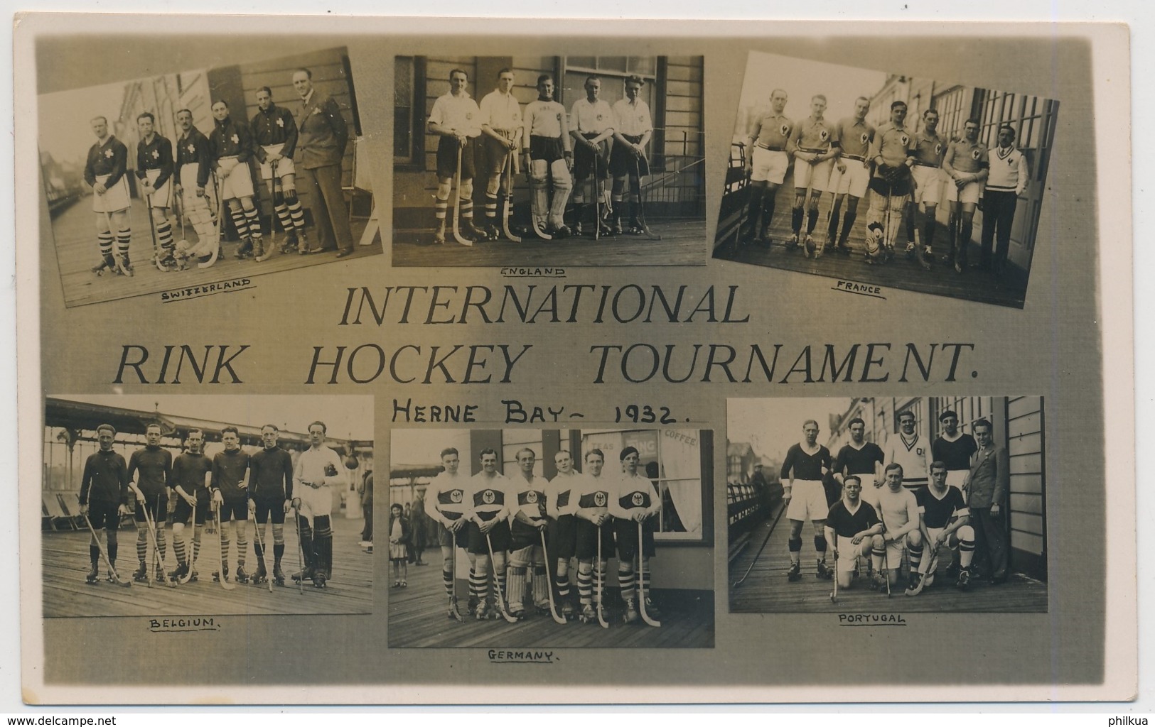 International Rink Hockey Tournament - 1932 - Herne Bay - Teams: Swizerland, England, France, Belgium, Germany, Portugal - Other & Unclassified