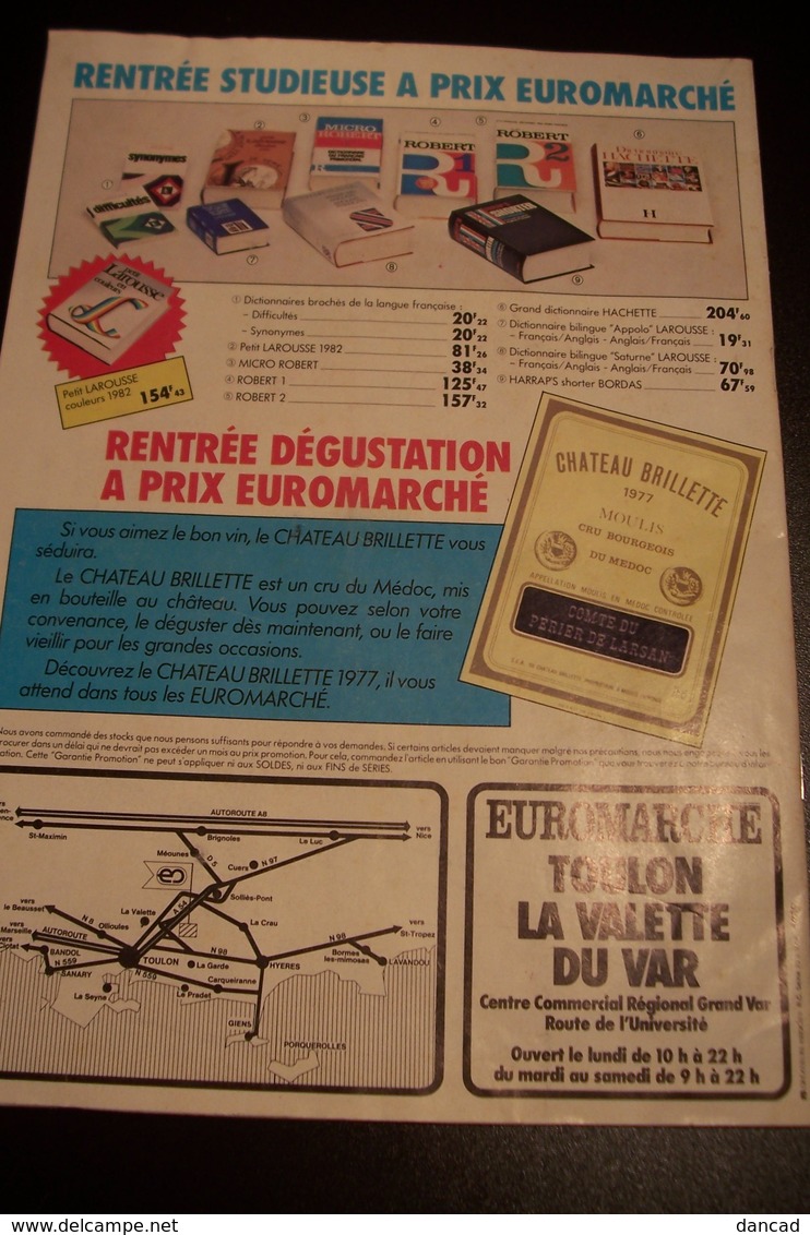 TOULON - LA VALETTE DU VAR   PUBLICITE  - CATALOGUE  -EUROMARCHE  -( Pas De Reflet Sur L'original ) 1982 - Autres & Non Classés