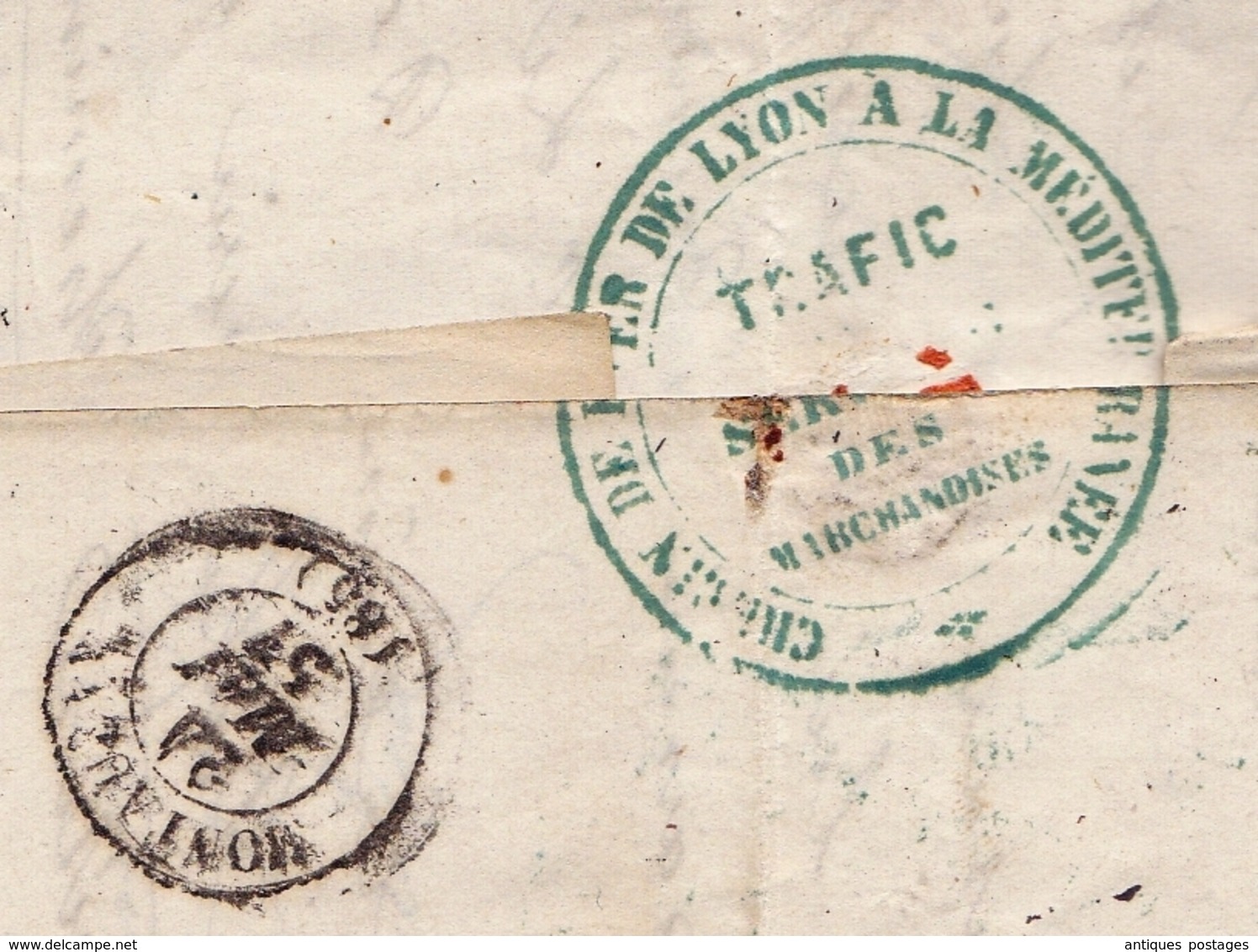 Lettre Nîmes Gard 1857 Chemin De Fer Lyon à La Méditerranée Montauban Tarn Et Garonne Traffic Service Des Marchandises - 1853-1860 Napoléon III