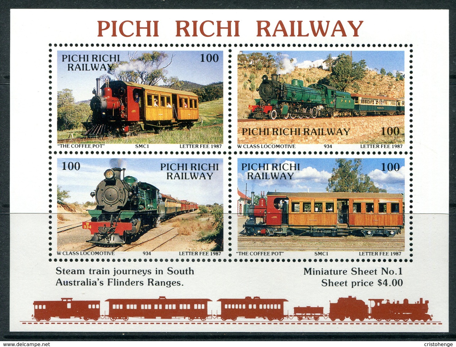 Australia 1987 Pichi Richi Railway MS MNH (SG Unlisted) - Neufs