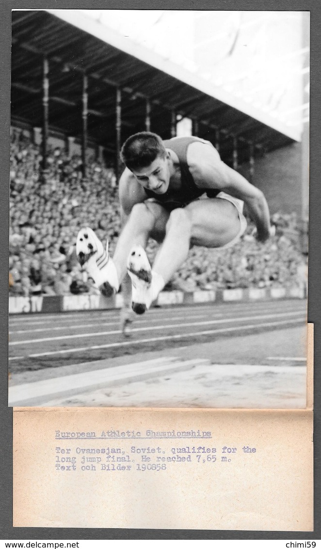 Igor' Ter Ovanesjan -Ter Ovanesyan Soviet- Salto In Lungo- Long Jump Final PHOTO CM. 15X20 - 1958 European Championships - Sport