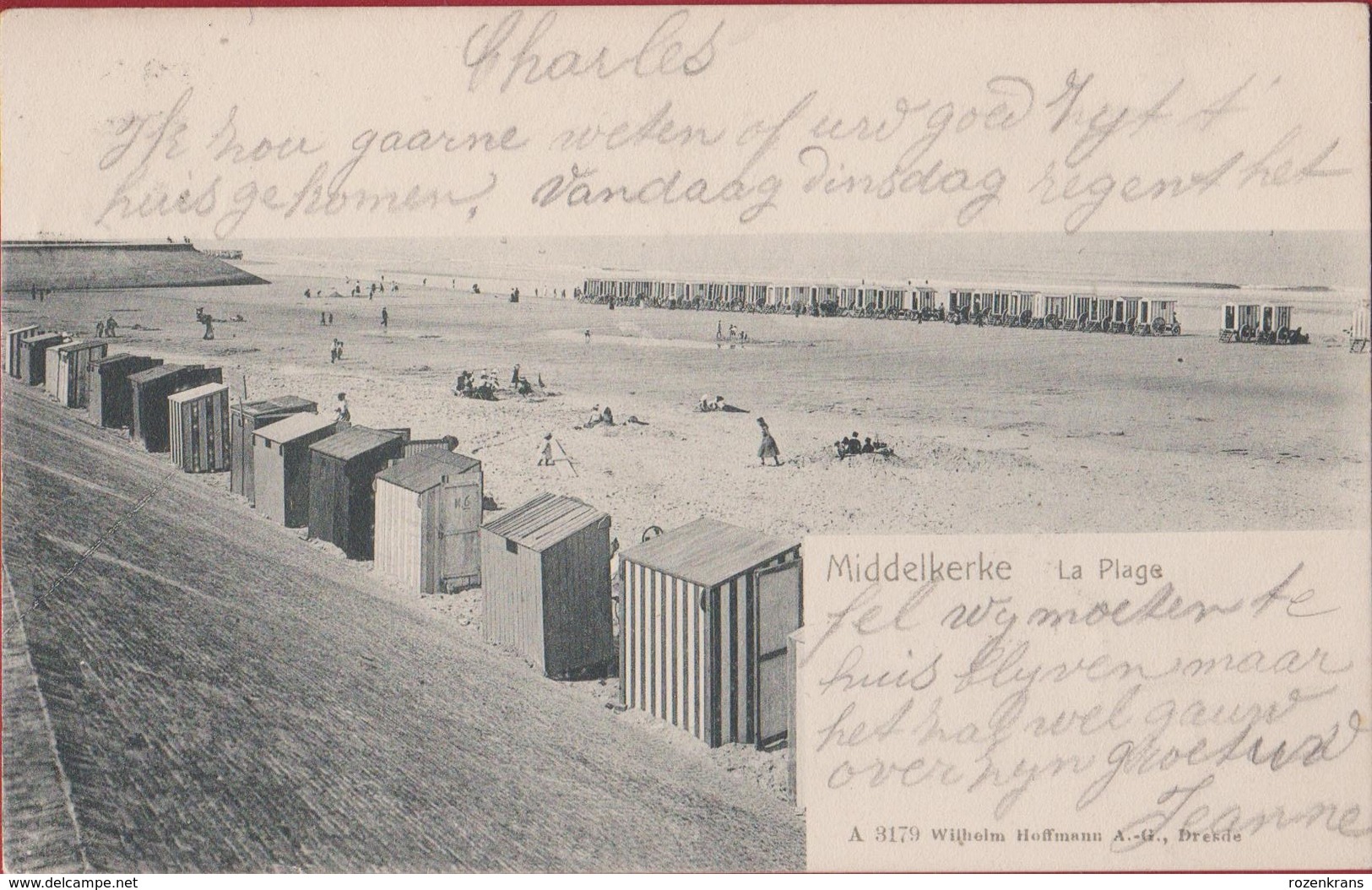 Middelkerke La Plage Het Strand Strandkabines Edit. Hoffmann 3179 1904 (In Zeer Goede Staat) - Histoire