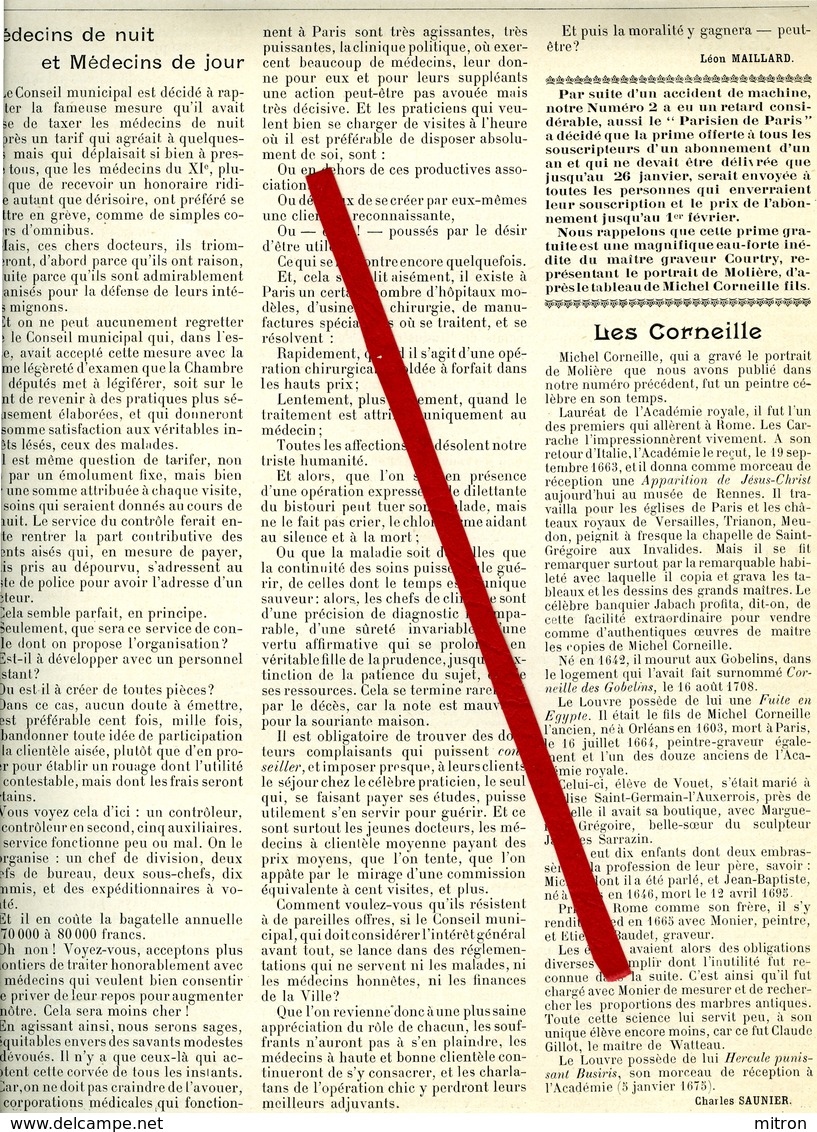 LE PARISIEN De PARIS No 3 Du 24 Janvier 1897. 16 Pages Dim: 25X33. Médecins De Nuit, Les Halles Centrales - Journaux Anciens - Avant 1800