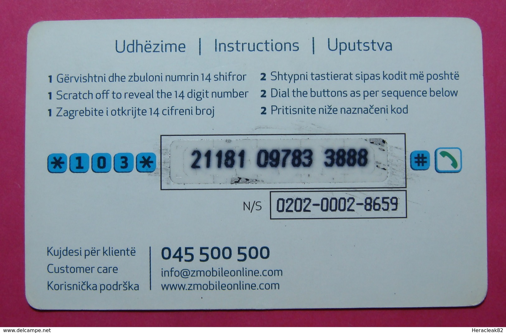 Kosovo Prepaid Phonecard, 3 Euro. Operator ZMOBILE *Butterfly*, Serial # 2....... - Kosovo