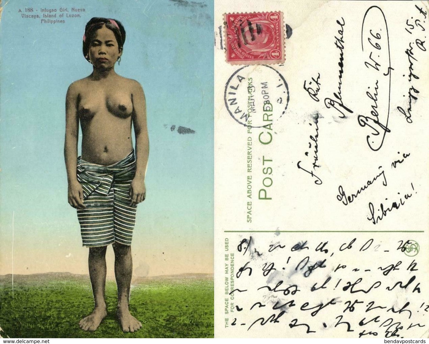 Philippines, Luzon, Nueva Viscaya, Nude Infugao Woman (1910s) Postcard - Philippines