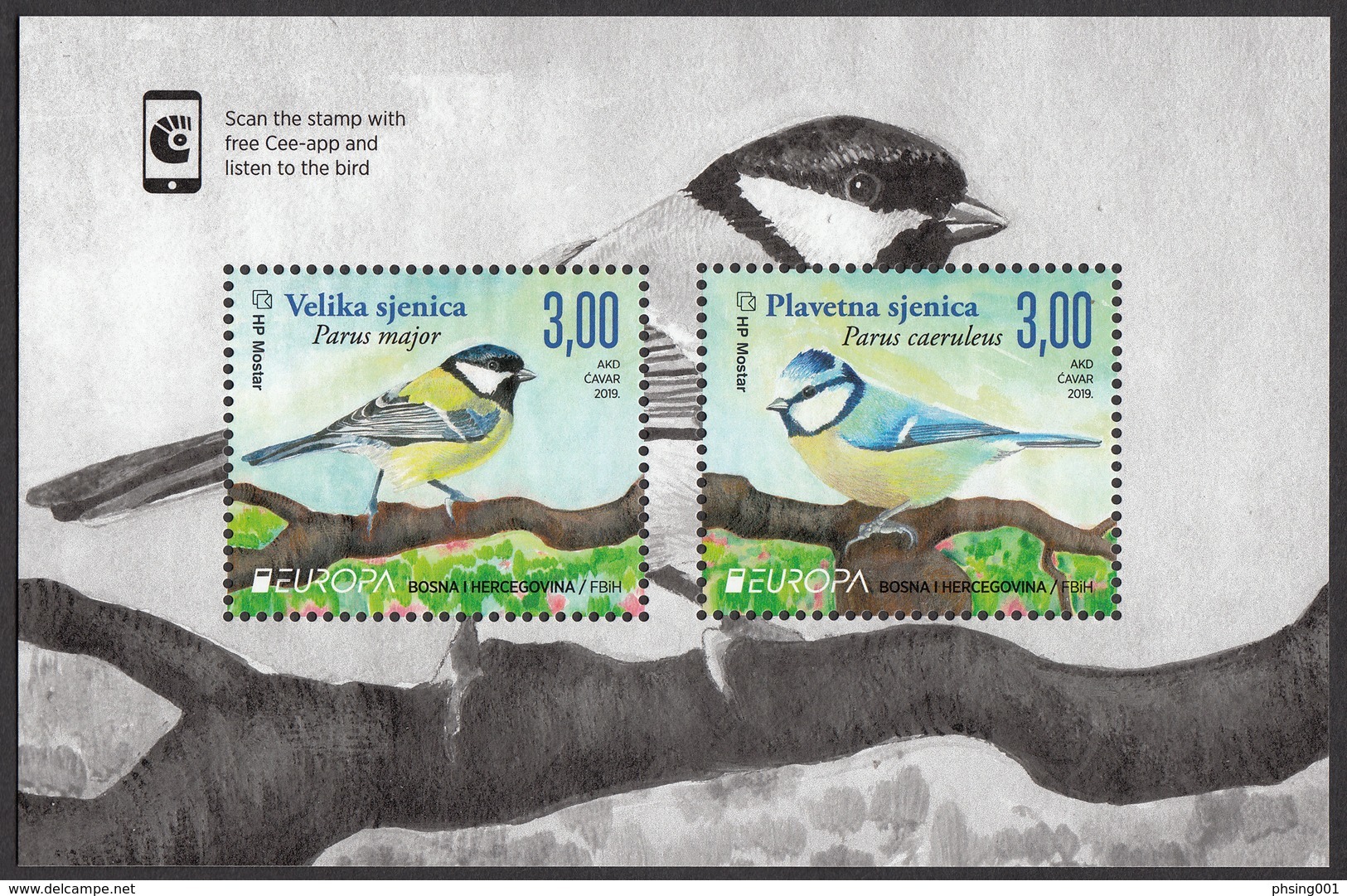 Bosnia Croatia 2019 Europa CEPT National Birds Fauna Parus Major, Parus Caeruleus, Block Souvenir Sheet MNH - 2019