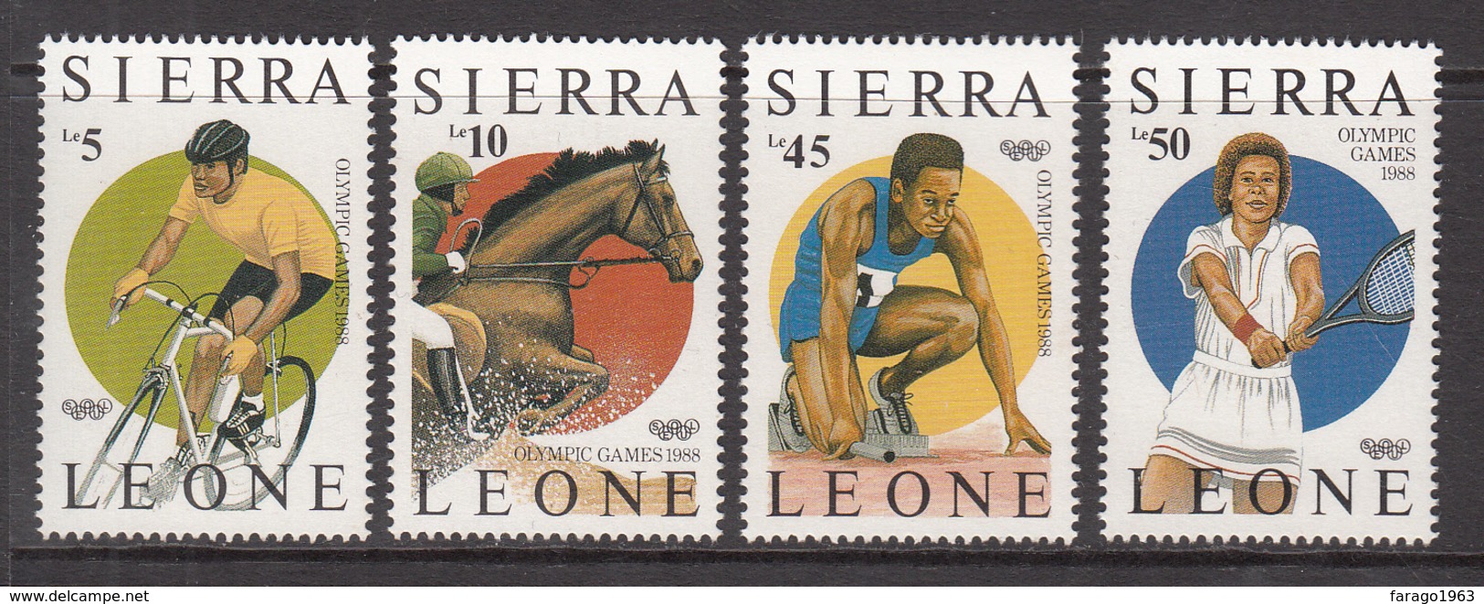 1987 Sierra Leone Olympics Korea Horses Cycling Complete Set Of 4 MNH - Sierra Leone (1961-...)