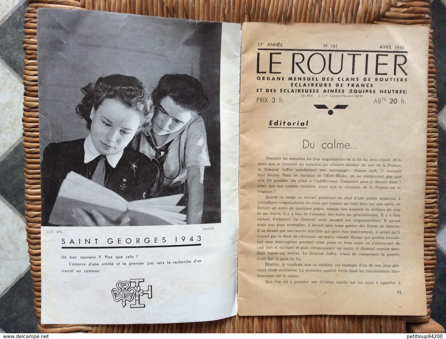 LE ROUTIER Organe Mensuel Des Clans De Routiers ÉCLAIREURS DE FRANCE Et ÉCLAIREUSES AÎNÉES Scoutisme No 161 AVRIL 1943 - Scoutisme