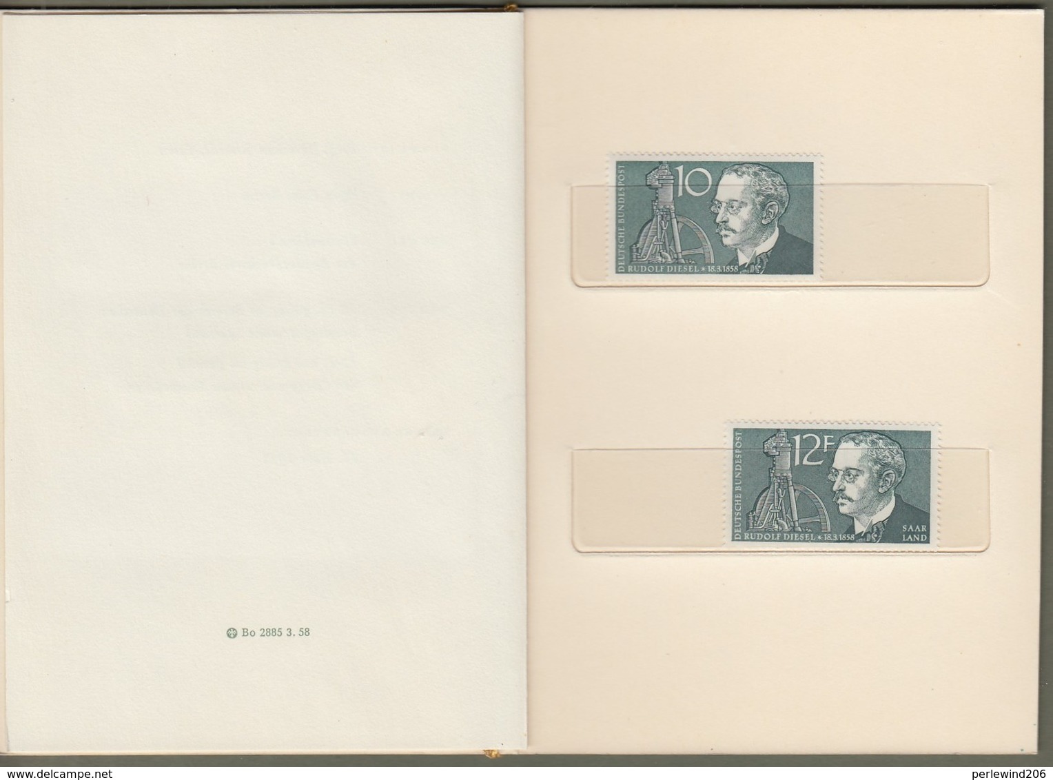 Bund + Saarland: Minister Card - Ministerkarte Typ II, Mi.-Nr. 284 + S. 432: " Rudolf Diesel " RR Joint Issue X - Briefe U. Dokumente