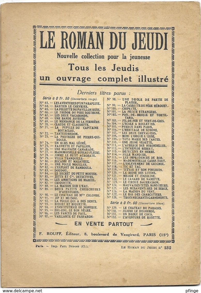 L'aventure De Rosette Par Line Deberre - Le Roman Du Jeudi N°132 - 1901-1940