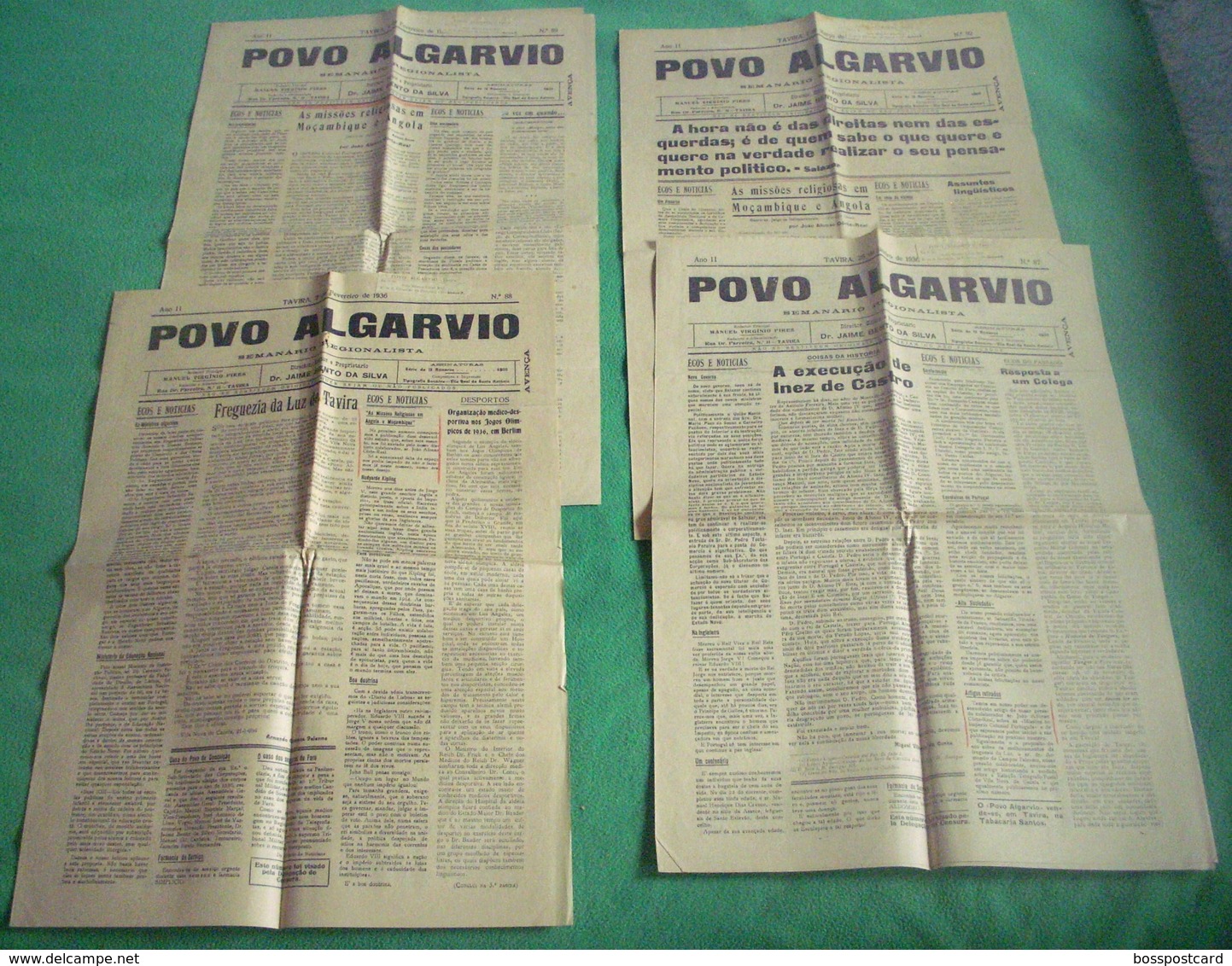 Tavira - 4 Jornais "Povo Algarvio" Nº 87, 88, 89, 92 De 1936 - Imprensa. Faro. - Informaciones Generales