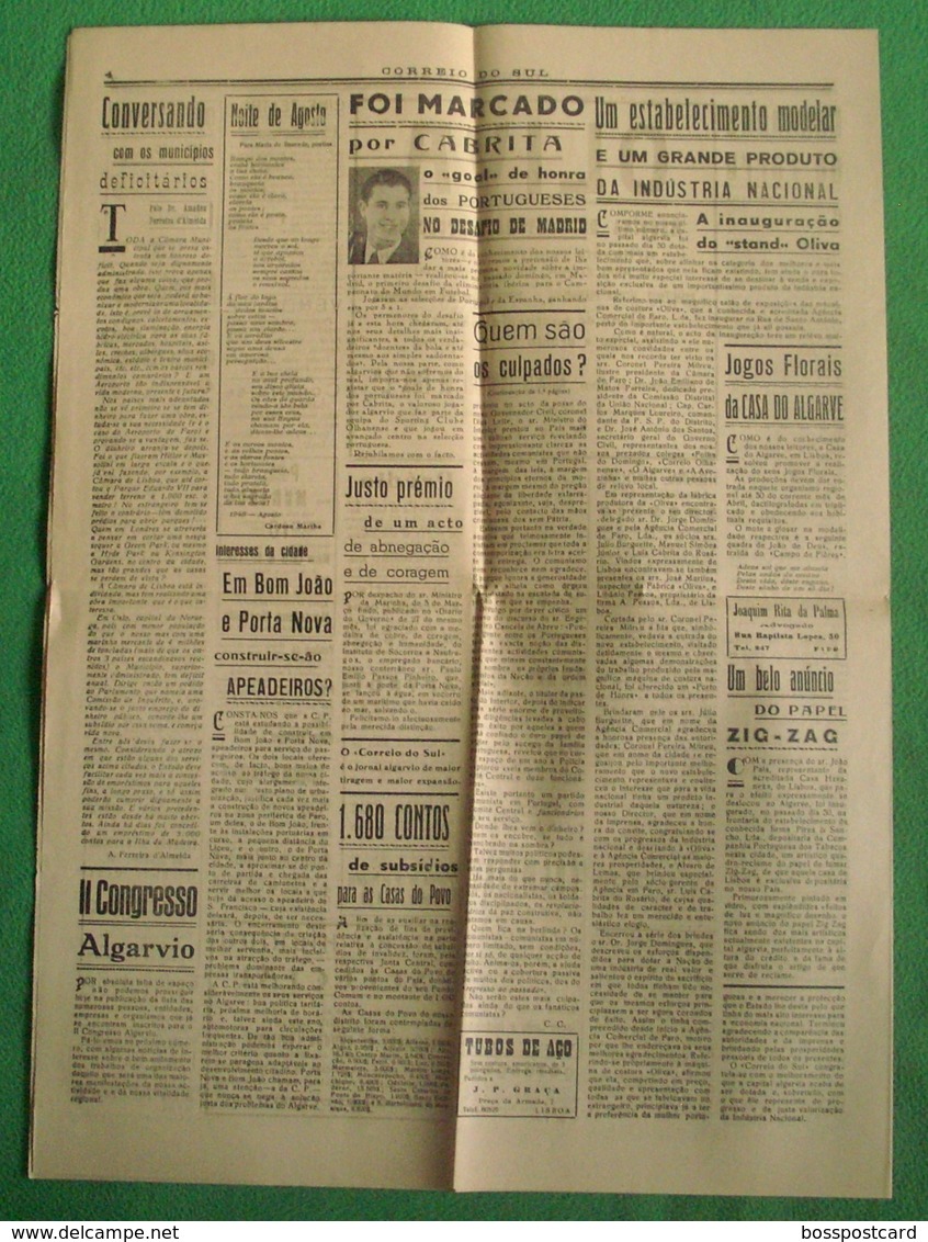Faro - Jornal "Correio Do Sul" Nº 1691 De 6 De Abril De 1950 - Imprensa - General Issues