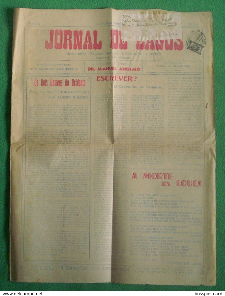 Lagos - "Jornal De Lagos" Nº 510 De 8 De Janeiro De 1933 - Imprensa. Faro. - Informations Générales