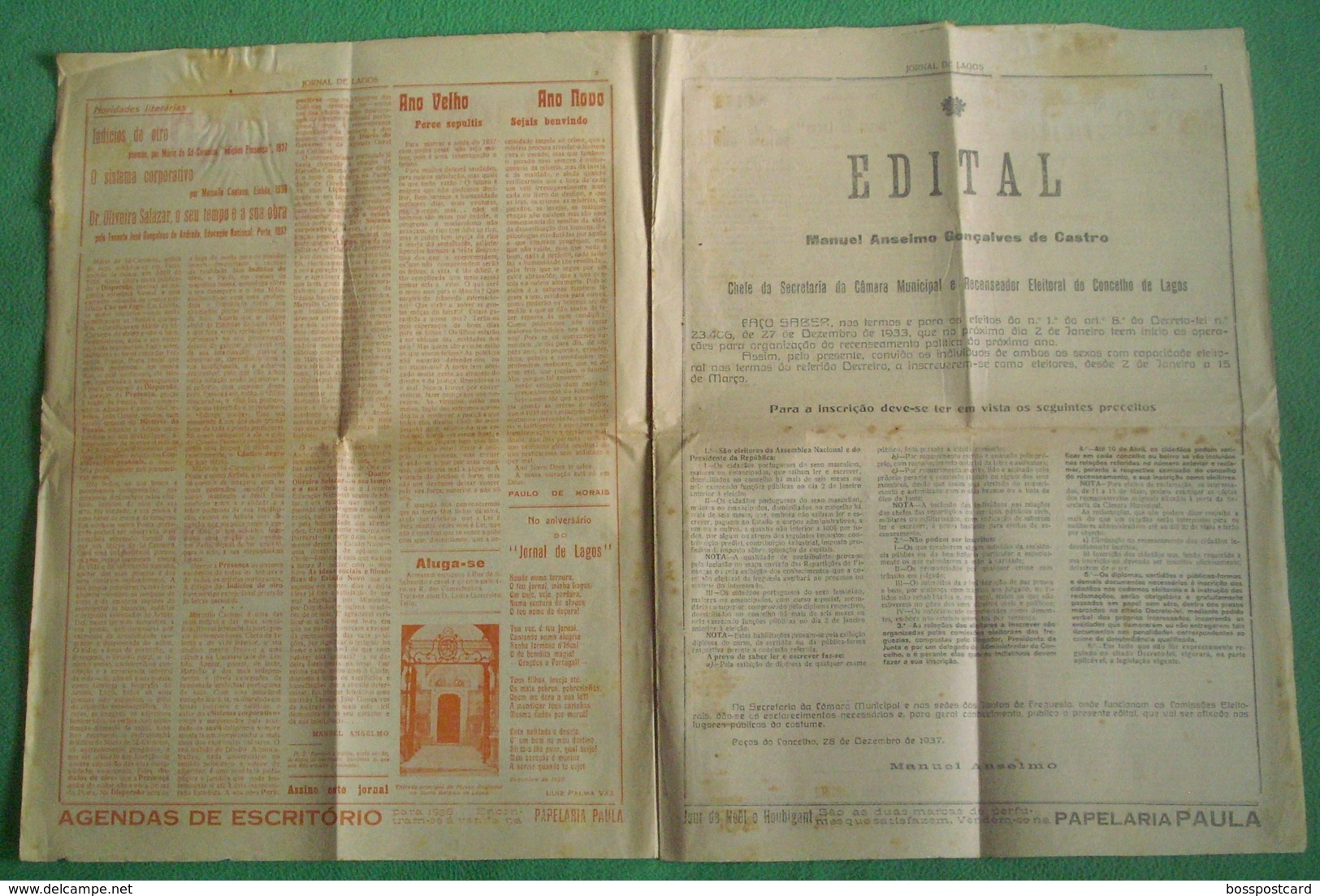 Lagos - "Jornal De Lagos" Nº 510 De 8 De Janeiro De 1933 - Imprensa. Faro. - Testi Generali