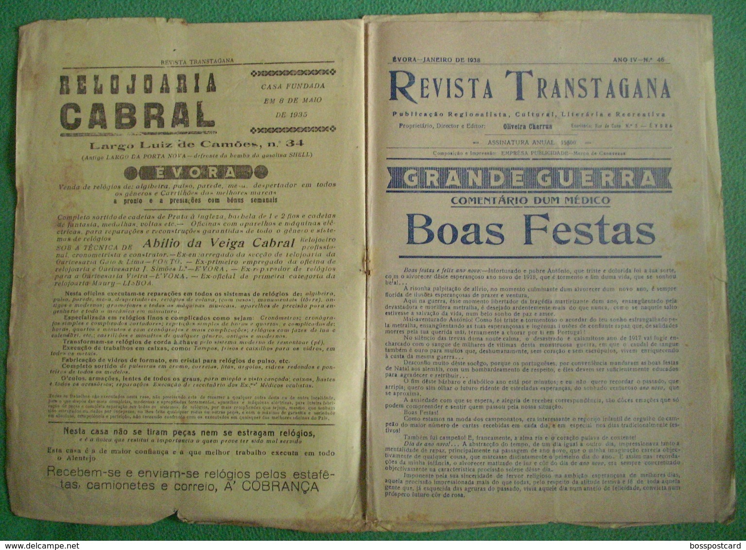 Évora - "Revista Transtagana" Nº 46 De 1938 - Jornal - Imprensa - Publicidade - General Issues