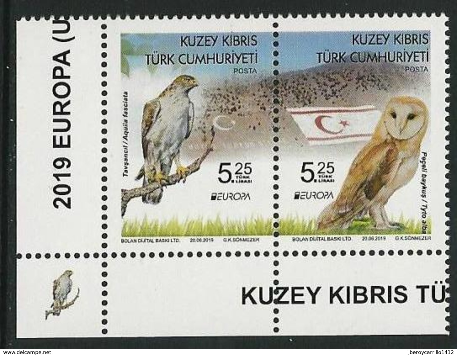 CHIPRE TURCO /TURKISH CYPRUS /TÜRKISCH ZYPERN  -EUROPA 2019 -NATIONAL BIRDS.-"AVES -BIRDS -VÖGEL -OISEAUX"-SERIE CH-C - 2019