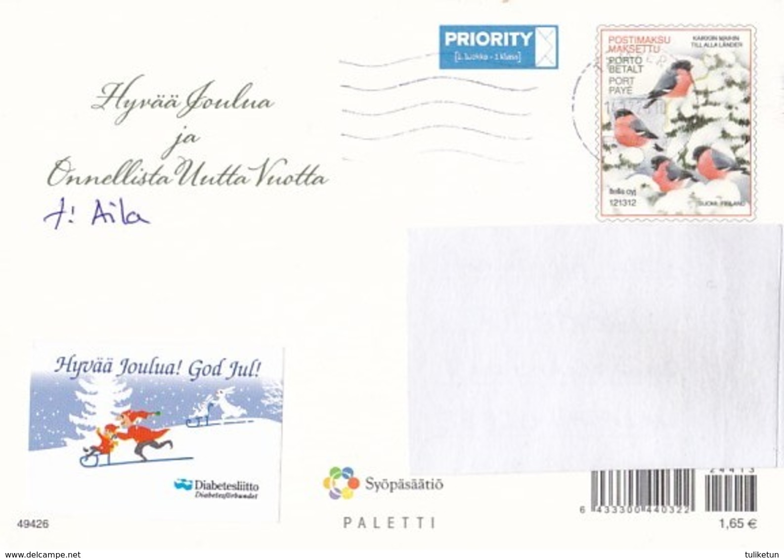 Postal Stationery - Birds - Bullfinches - Winter Landscape - Cancer Foundation - Suomi Finland - Postage Paid - RARE - Interi Postali