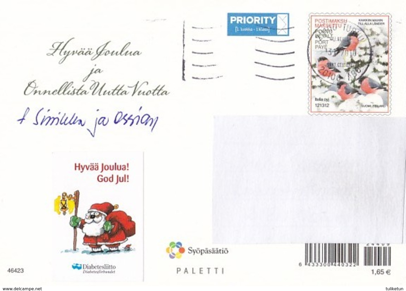 Postal Stationery - Birds - Bullfinches - Winter Scene - Elf - Cancer Foundation - Suomi Finland - Postage Paid - RARE - Enteros Postales