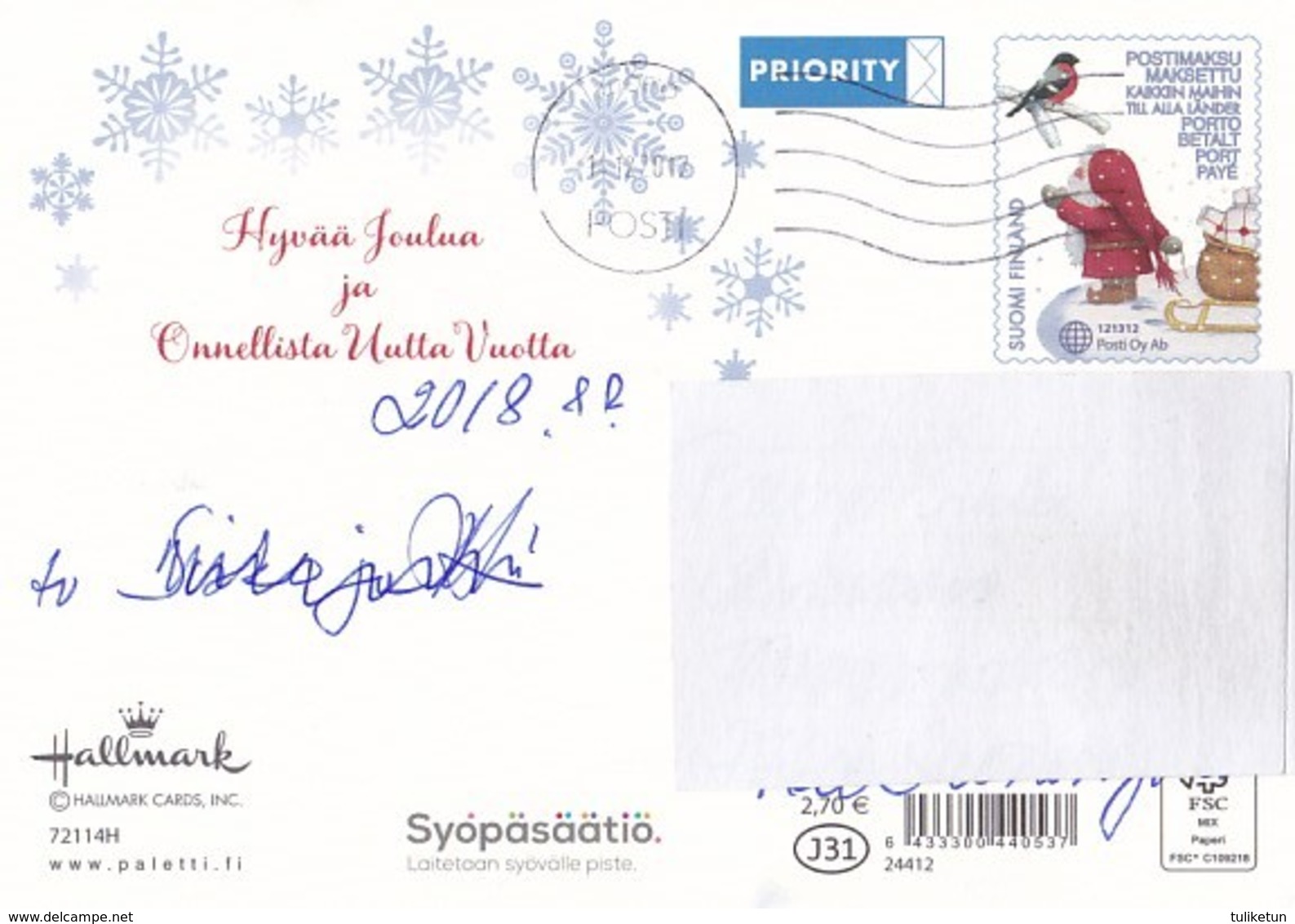 Postal Stationery - Birds - Bullfinches - Christmas Wreath - Cancer Foundation - Suomi Finland - Postage Paid - RARE - Enteros Postales