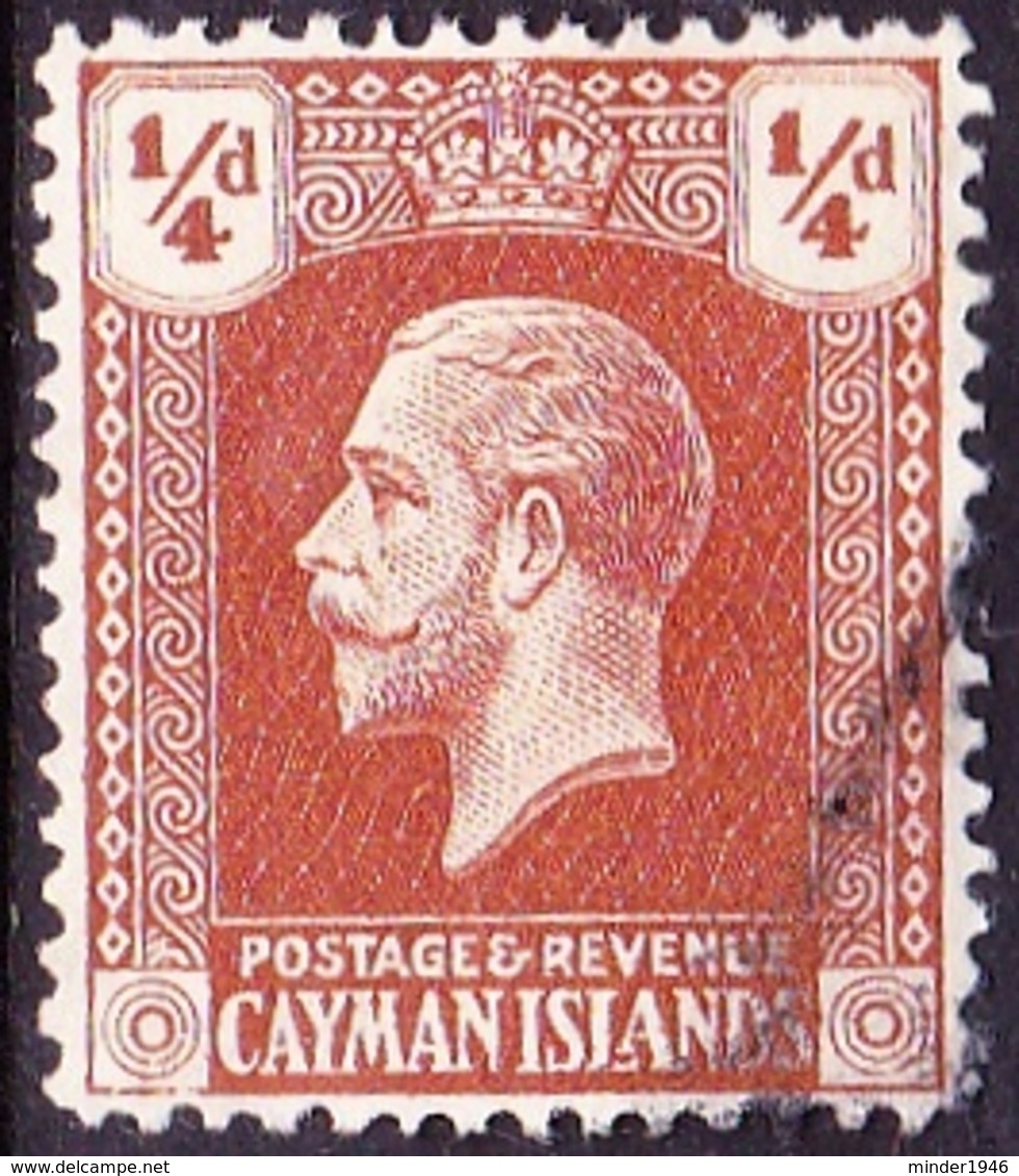 CAYMAN ISLANDS 1922 KGV 1/4d Yellow-Brown SG69 FU - Cayman Islands