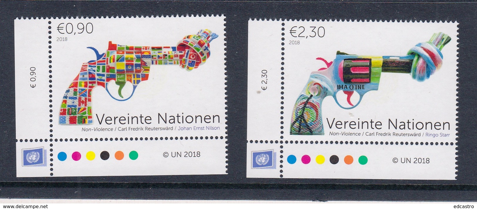 5.- UNITED NATIONS 2018 VIENNA OFFICE - DEFINITIVES STAMPS - The Knotted Gun – Non Violence - Ungebraucht