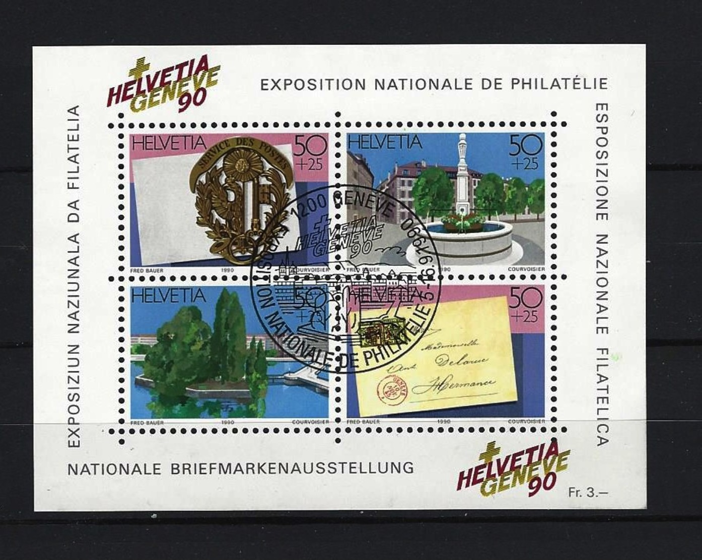 SCHWEIZ Block Mi-Nr. 26 - Nationale Briefmarkenausstellung HELVETIA GENEVE ’90, Genf Gestempelt - Blocks & Kleinbögen