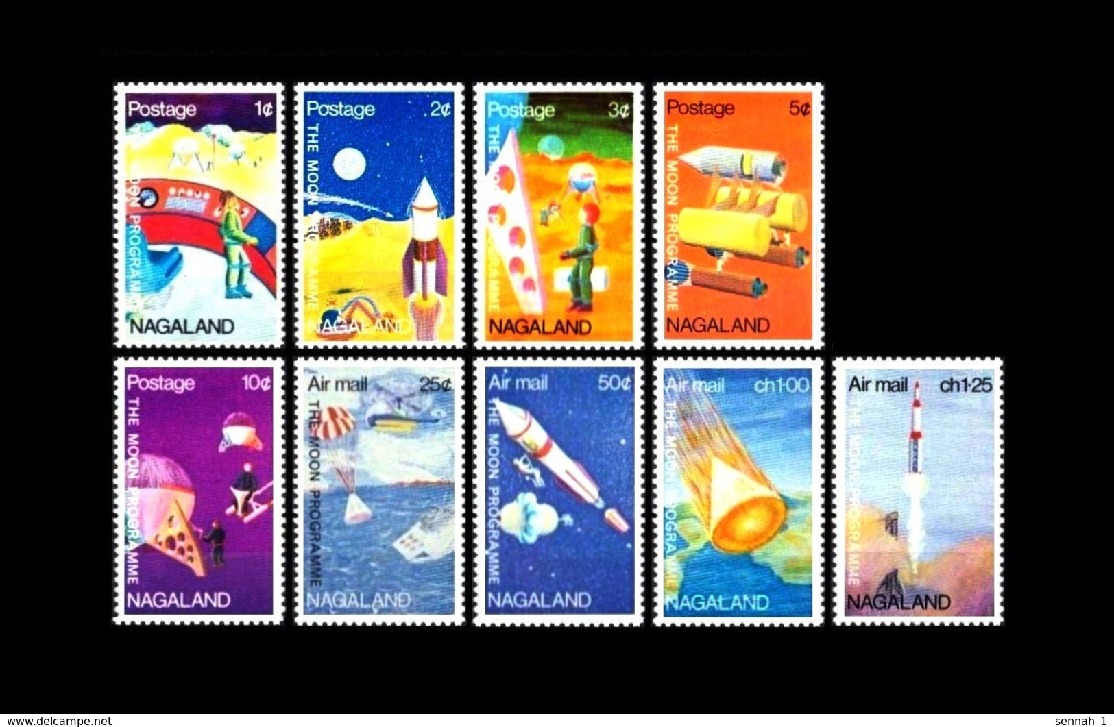 Nagaland [Indien - India]: 'Apollo-11 In Space - Space Achievements, 1970', Wee. 1-9 ** - Asie