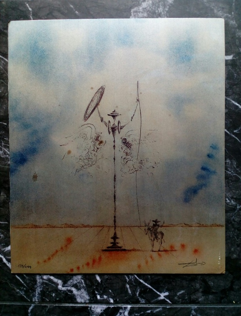 SALVADOR DALI Don Quixote  Colour Print On 50g 996 Silver Plate - Lithographien