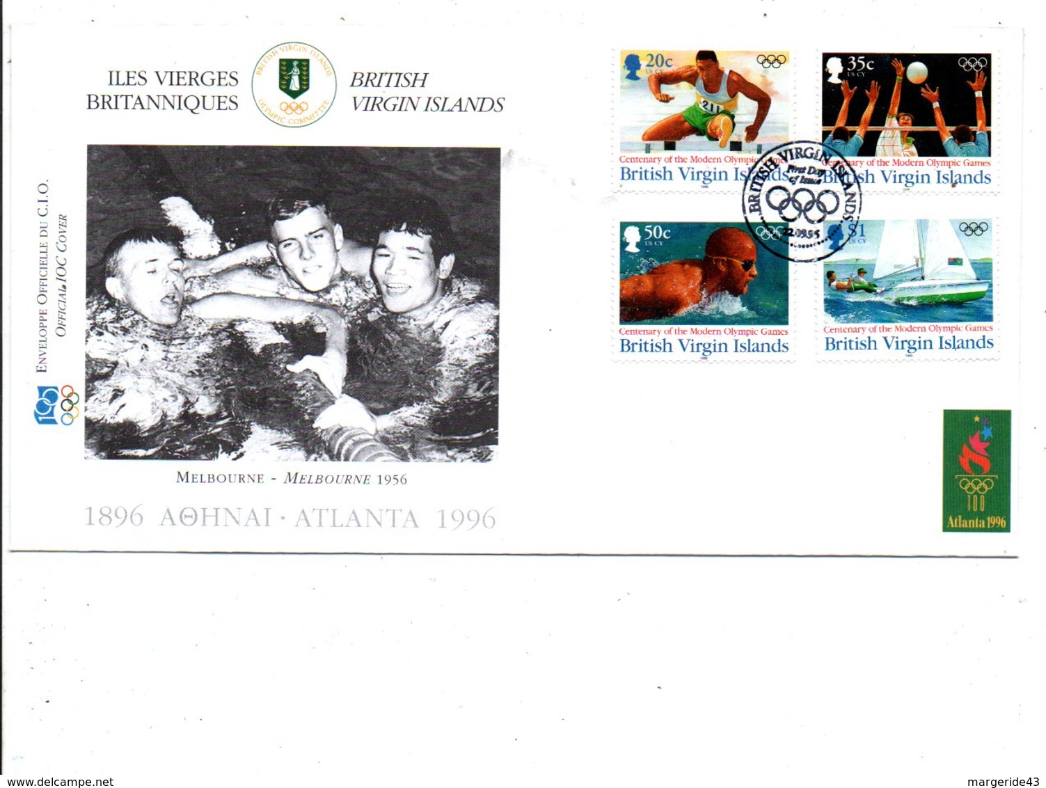 ILES VIERGES BRITANNIQUES 1995 FDC J O ATLANTA - Iles Vièrges Britanniques