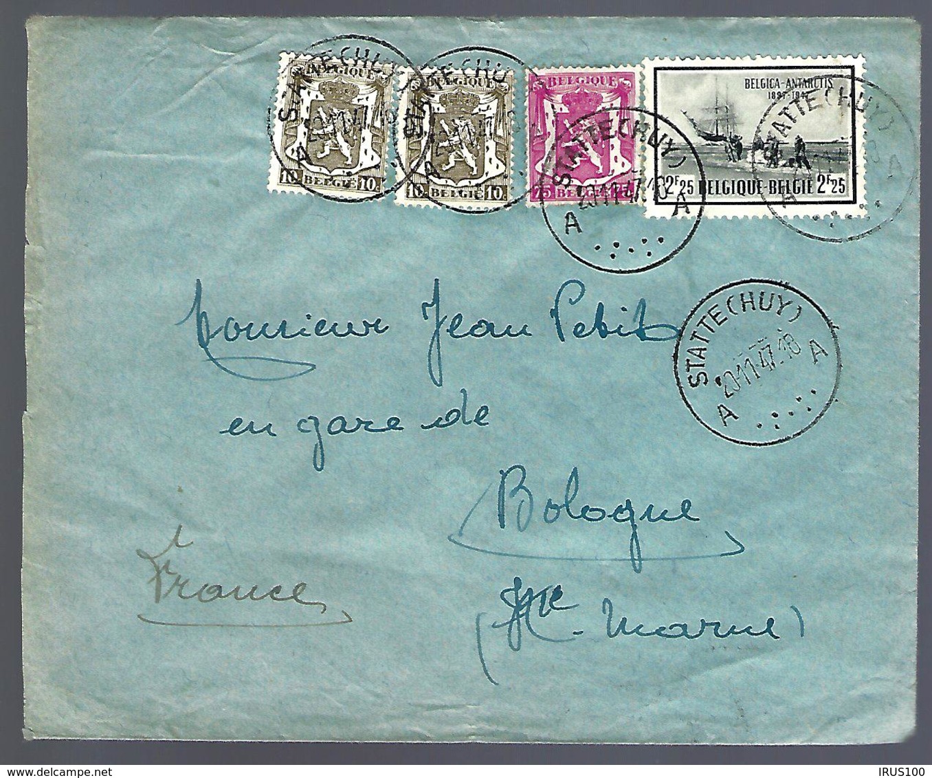 LETTRE EN PROVENANCE DE HUY - 1947 - POUR BOLOGNE - BELGICA ANTARCTIS - - Lettres & Documents