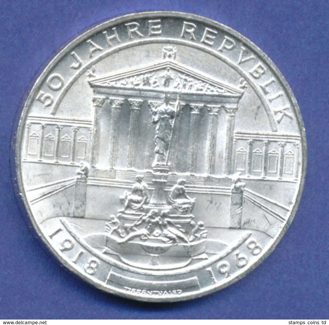 Österreich 50-Schilling Silber-Gedenkmünze 1968, 50 Jahre Republik Österreich - Oesterreich