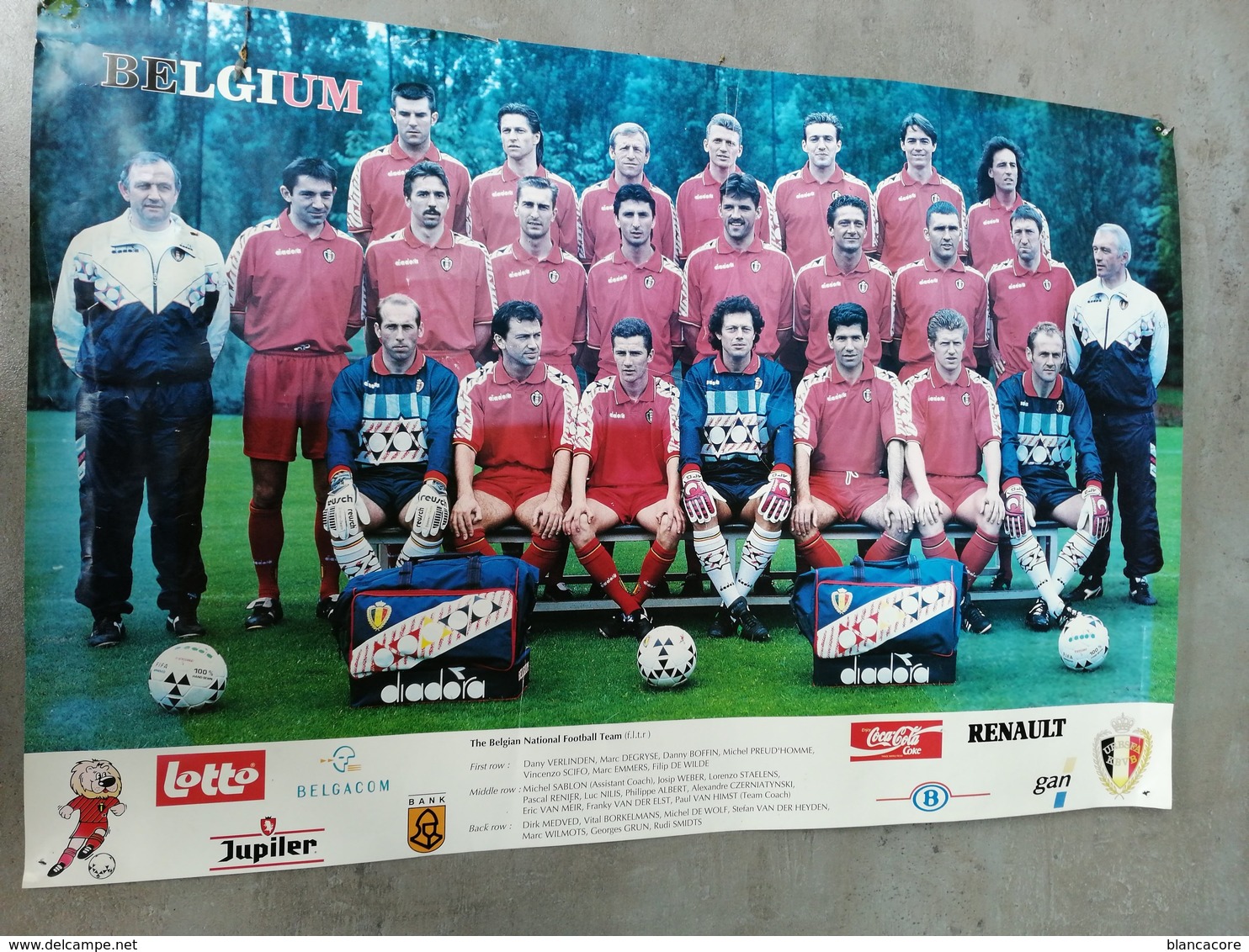 Football Diables Rouges Van Himst  Preud'homme Wilmots Scifo Grun Nilis Degryse Czerniatynski Emmers Albert .. Vers 1992 - Afiches