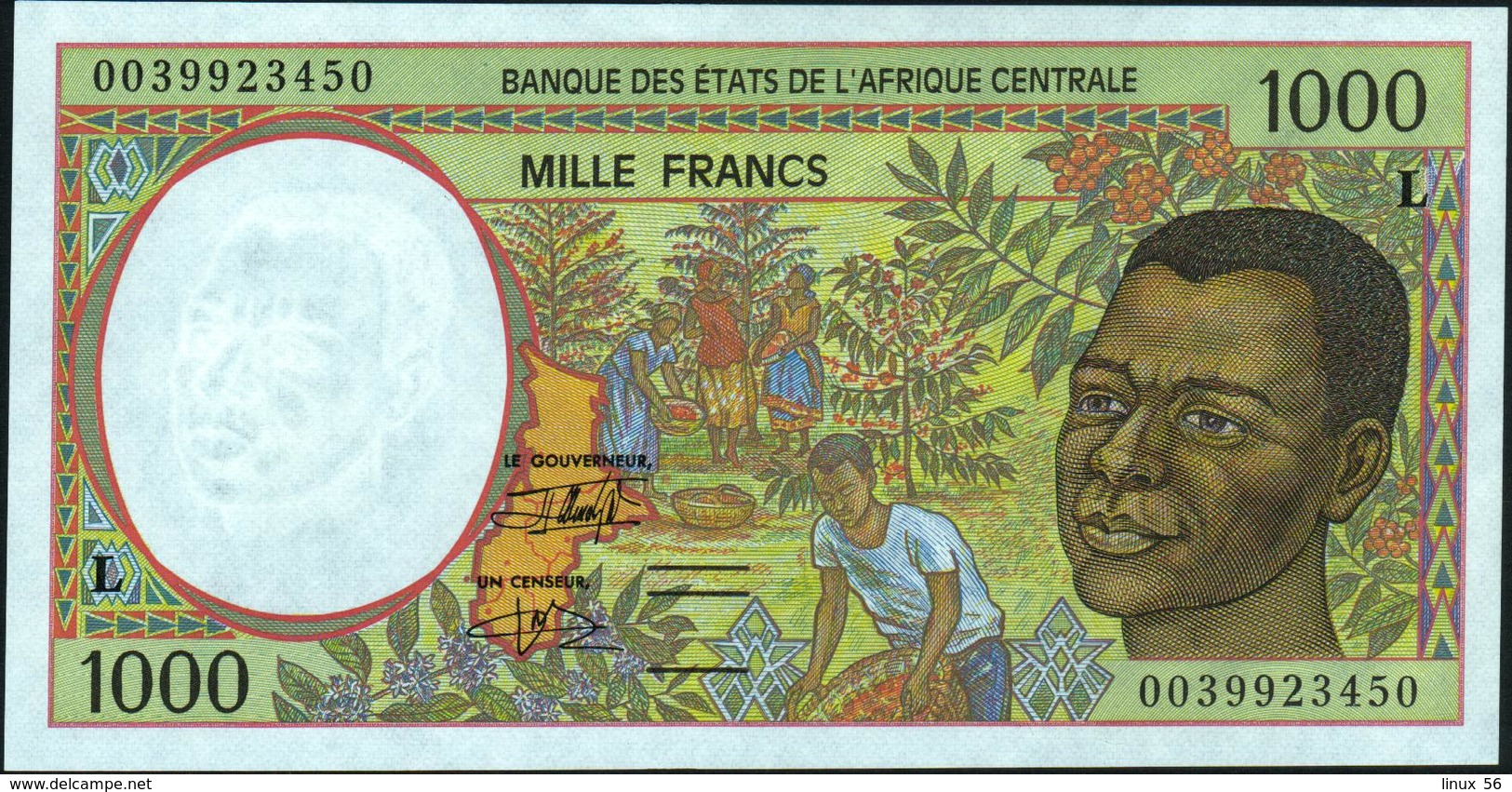 CENTRAL AFRICAN STATES - 1.000 Francs 2000 {Gabon ~ L} UNC P.402 Lg - Stati Centrafricani