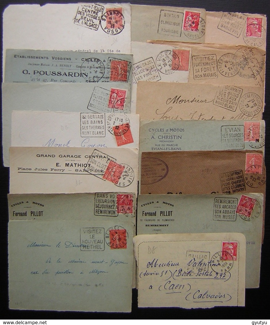 Daguin: Lot De 16 Devant De Lettres Avec Daguin, Dont Un Avec Timbre Perforé (Cluses Station Climatique Tourisme) - 1921-1960: Modern Period