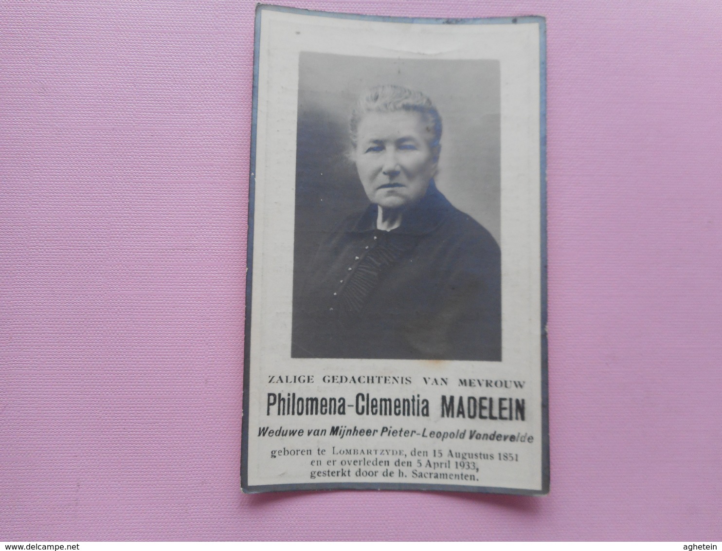 D.P.-PHILOMENA-CL.MADELEIN°LOMBAERTZYDE 15-8-1851+ALDAAR 5-4-1933 - Religion & Esotericism