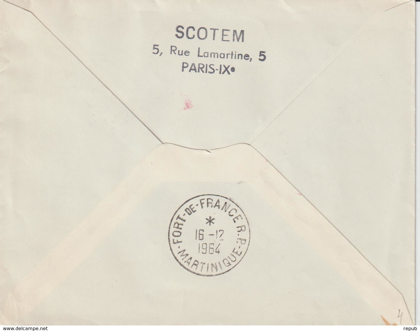 France 1964 1er Vol France Fort De France - 1960-.... Briefe & Dokumente