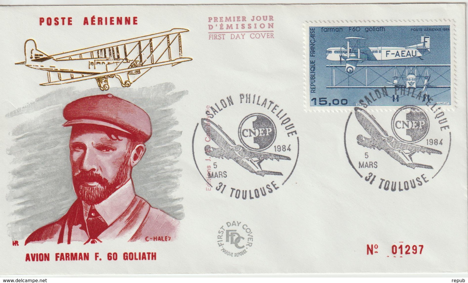 France 1984 Hommage H Farman Toulouse - 1960-.... Lettres & Documents