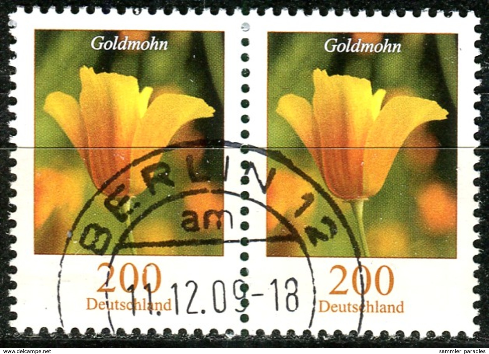 BRD - Mi 2568 Wagrechtes Paar - OO Gestempelt (C) - 200/200C Blumen XIV Goldmohn - Used Stamps