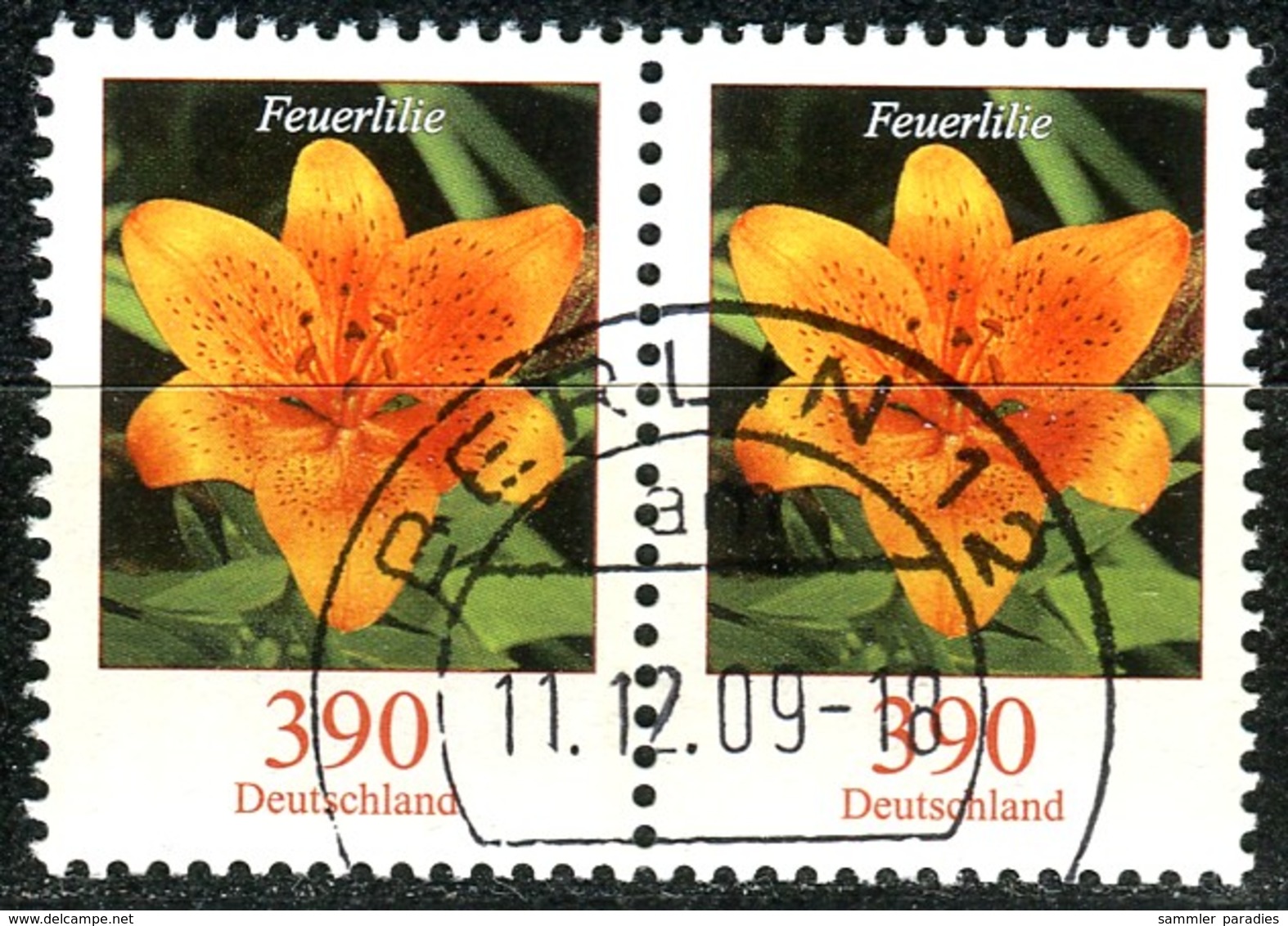 BRD - Mi 2534 Waagrechtes Paar - OO Gestempelt (B) - 390C               Blumen XXII, Feuerlili - Gebraucht