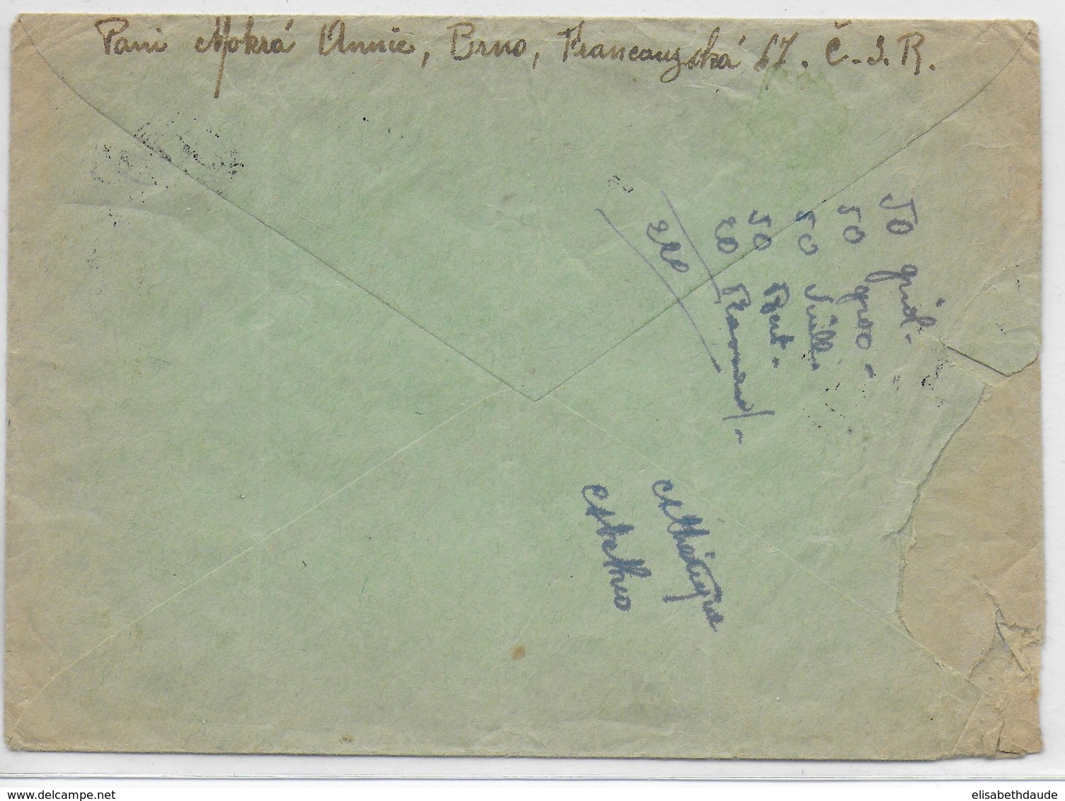 TCHECOSLOVAQUIE - LIBERATION - 1945 - ENVELOPPE De  BRNO Par AVION => LYON - Briefe U. Dokumente