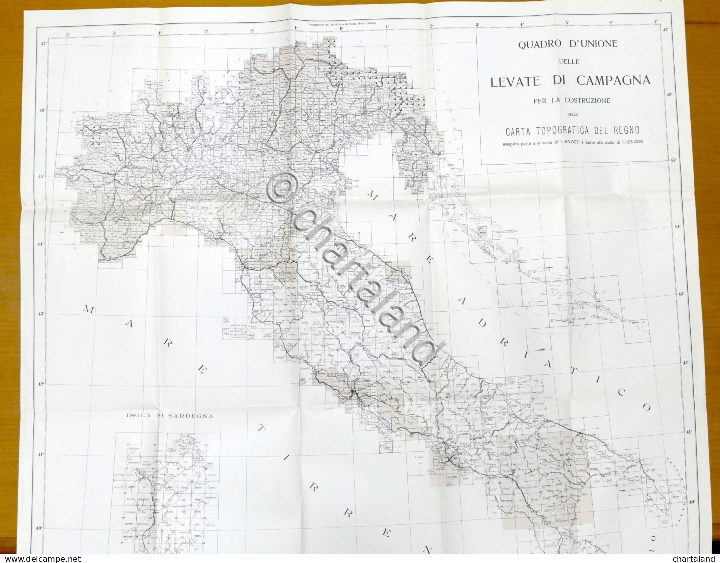 Militaria Quadro Unione Levate Di Campagna Per Carta Topografica Del Regno 1937 - Altri & Non Classificati