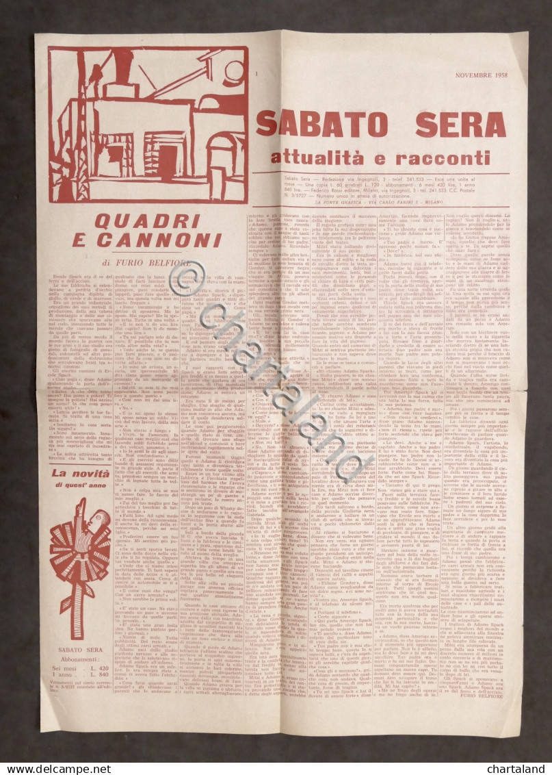 Sabato Sera - Attualità E Racconti - Anno I N. 1 - Novembre 1958 - Numero Unico - Non Classificati