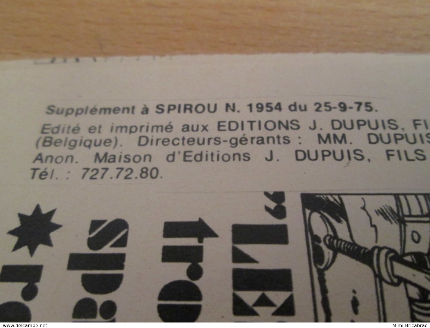 SPI2019 Supplément à SPIROU N°1954 De 1975 / CLASSIQUES DUPUIS / TILLIEUX - LES YEUX DANS LE DOS - Spirou Magazine