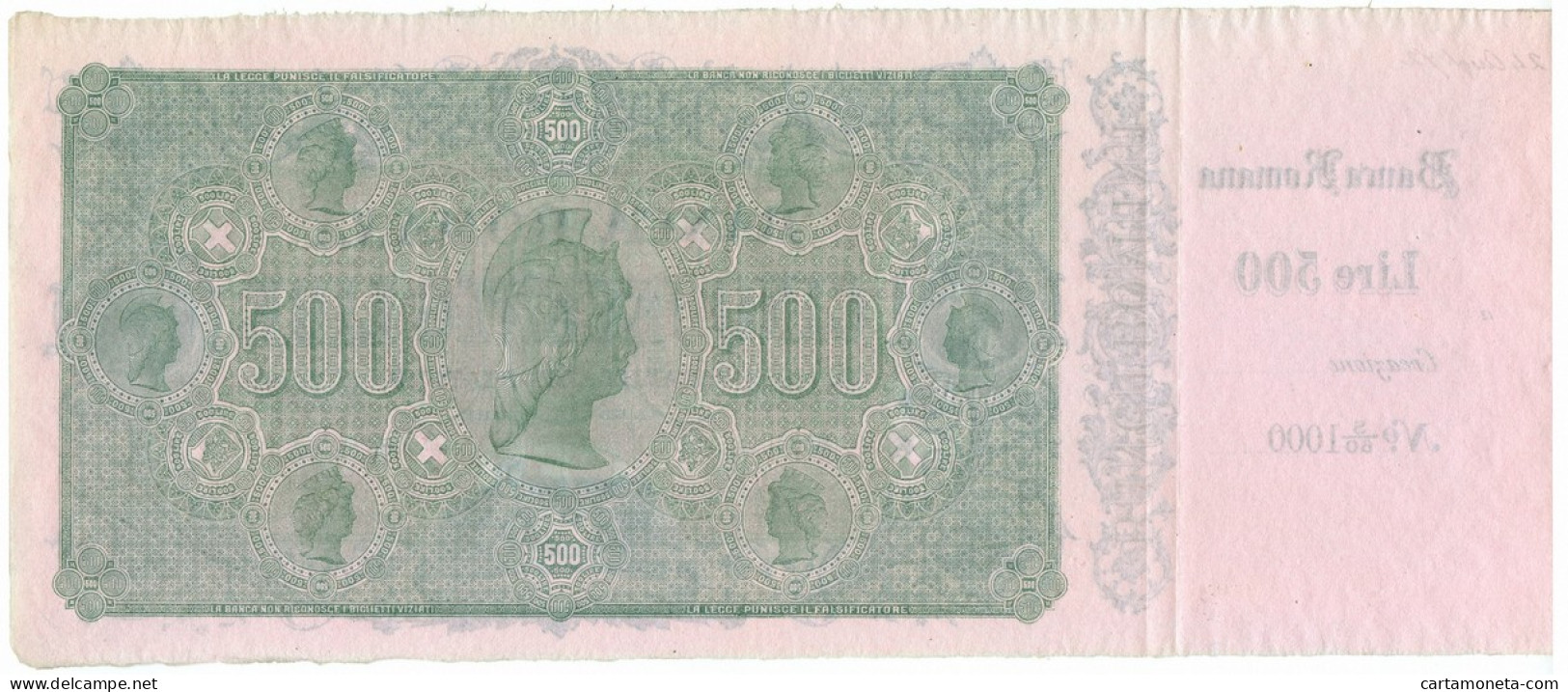 500 LIRE SPECIMEN CON MATRICE BANCA ROMANA REGNO D'ITALIA 24/08/1872 SPL+ - Other & Unclassified