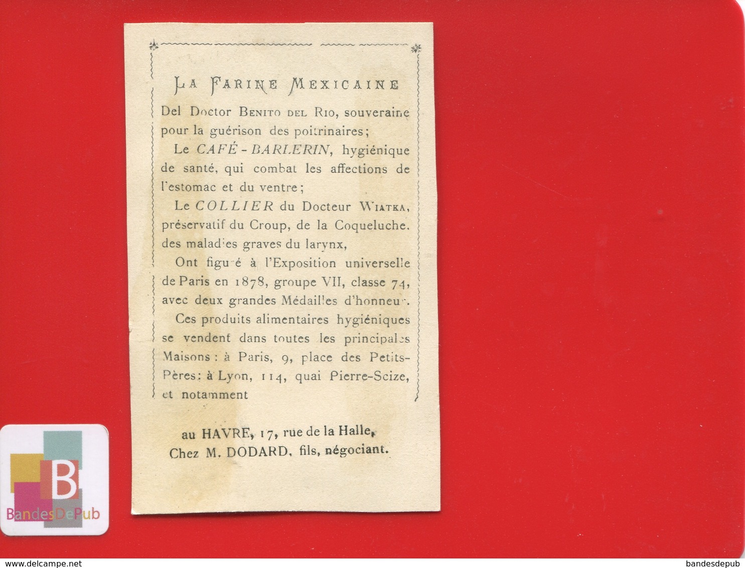 Havre Dodard Café Barlerin Collier Wiatka  Farine Mexicaine Tarare Almanach Barlerin 1883 Bébé Peche Ligne - Autres & Non Classés