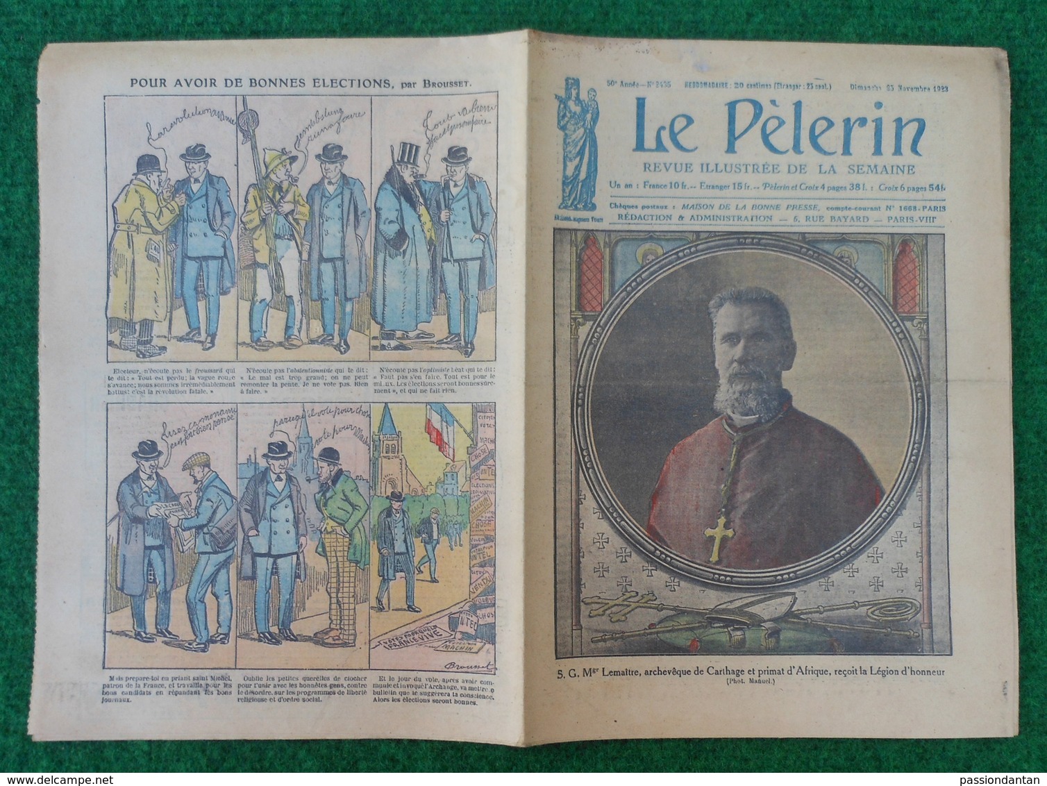 Revue Illustrée Le Pèlerin - Novembre 1923 - À L'école, Lecture Du Nom Des Habitants Tombés Au Champ D'honneur - Autres & Non Classés