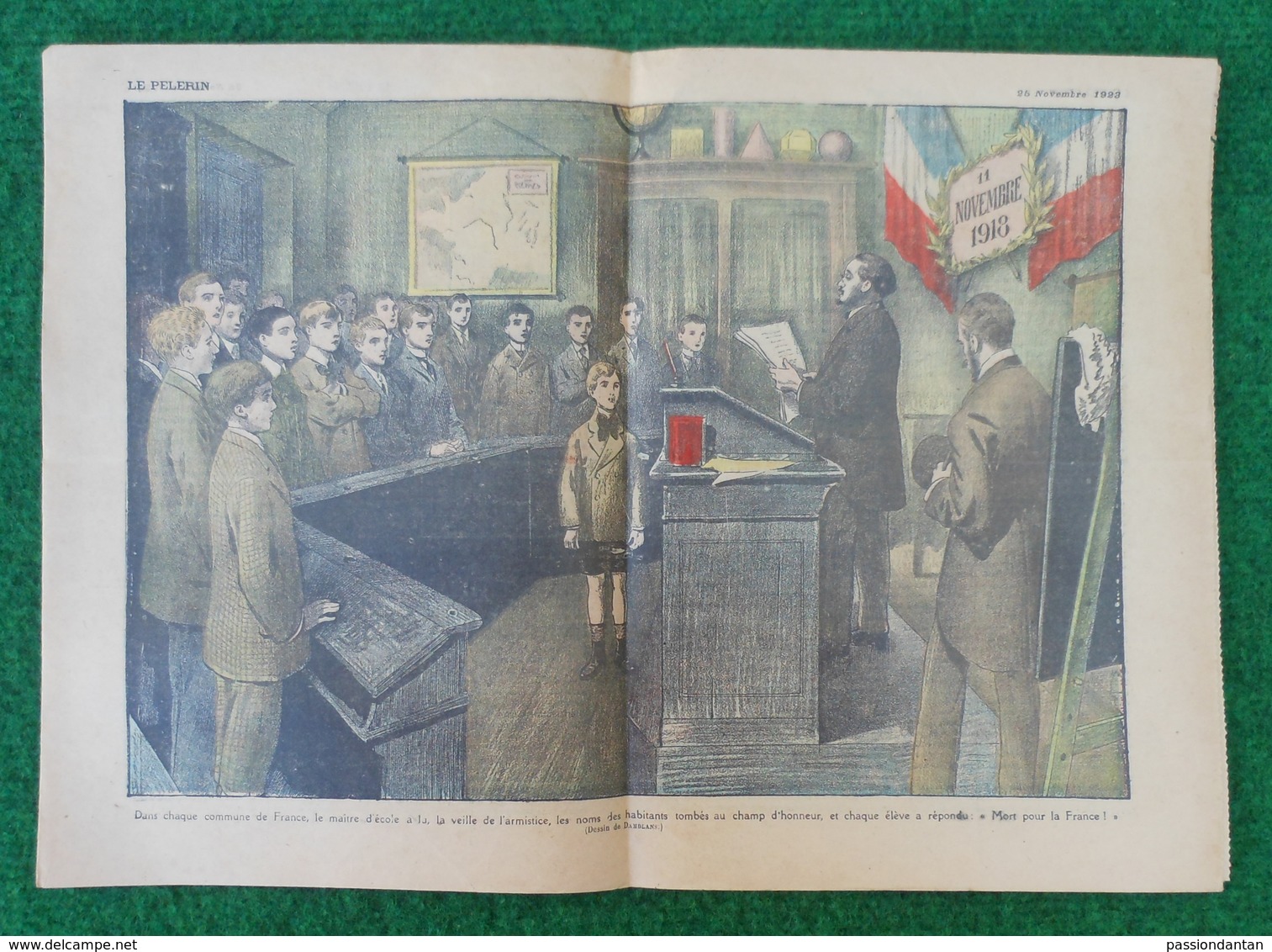 Revue Illustrée Le Pèlerin - Novembre 1923 - À L'école, Lecture Du Nom Des Habitants Tombés Au Champ D'honneur - Autres & Non Classés